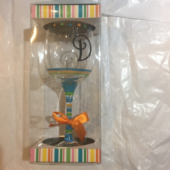 NWT novelty monogram wine glass